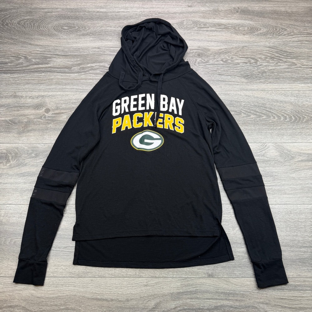 Green Bay Packers Hoodie Womens Small Black NFL Football Lightweight Long Sleeve